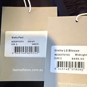 NWT Lee Mathews Stella silk set in midnight size 3